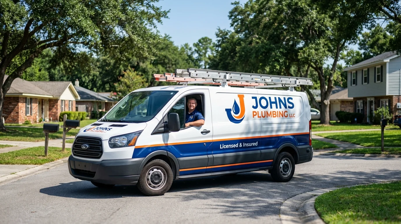 Johns Plumbing LLC service van in Rockwood, MI